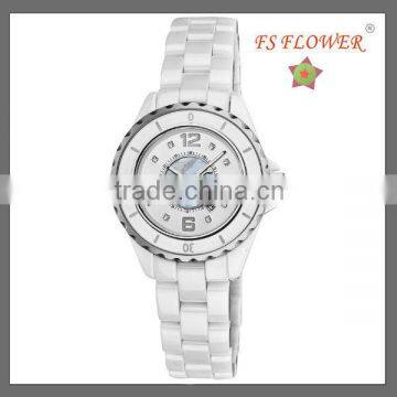 FS FLOWER - Gold/Silver Bezel Ceramic Case Crystal Diamond And Ceramic Band Crystal Women Ceramic Watch