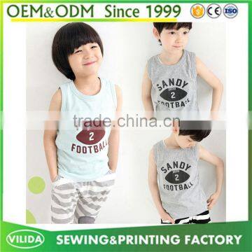 2016 cheap kids 100 cotton print children vest sleeveless t shirt with printing