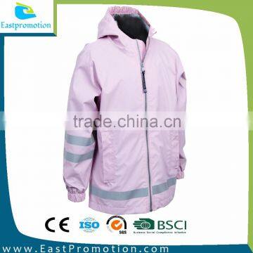 Pu Rain jacket With Reflective stripes High Quality Padding Rainwear for Kids 8000MM Waterproof