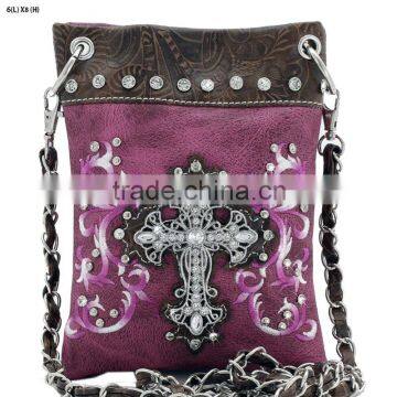 Cowgirl style rhinestone cross ornament phone bags western messenger purse