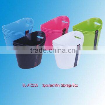 High Quantity Mini Oval Storage Bin PK 3 In Colors