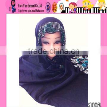 Black Top Sales Crystal Hijab Fashion Arabic Scarfs