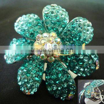 fashion stretch rings with colored rhinestone