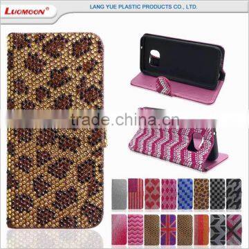 two card slots stand leopard pattern diamond phone case for motorola moto g3 i296