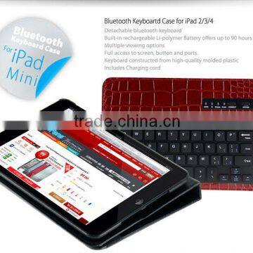 2013 ifans wireless detachable leather Bluetooth Keyboard Case for iPad mini