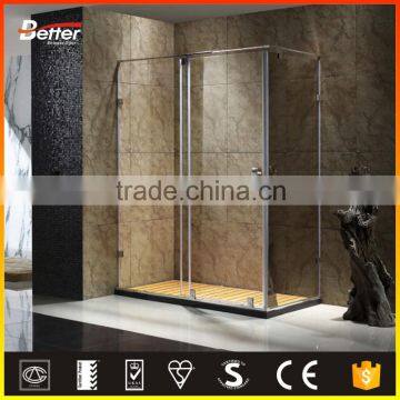 cheep prefabricated frameless 304SUS brushed nickel rectangle sliding shower doors
