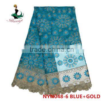 2016 Haniye African Latest Embroidery French Lace Fabric Nigeria French Net Lace Fabric for Dresses/NYN48 photo-6