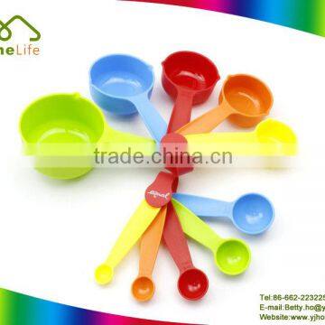 Colorful 10pcs plastic measure tools measuring spoons and cups set