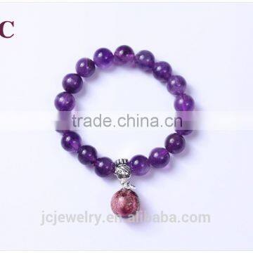 Fashion Women Charm Amethyst Bead Custom Stone Aromatherapy Diffuser Jewelry Handmade Health Bracelet photo-6