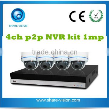 4CH NVR Kit H.264 4pcs 720P 1 MEGAPIXEL HD IP Cameras Security CCTV System