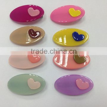 Brand cellulose acetate ellipse hair clips heart shape decorative hair ornament hair alligator clip for girls