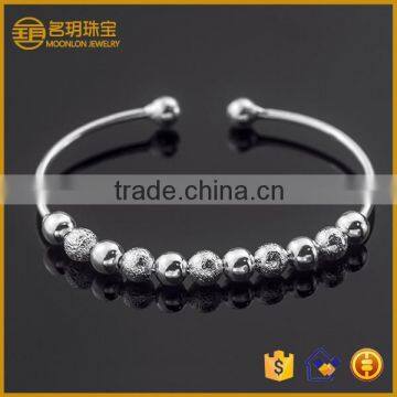 Bead silver plated open bangle costume jewelry fashion bracelets for women jewellery wholesale