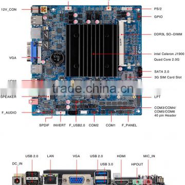 Celeron J1900 CPU Thin Mini ITX Motherboard LR-J1900T1