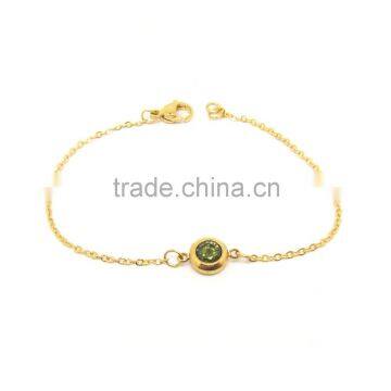 Alibaba wholesale women delicate olive green zircon stone charm bracelet