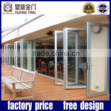 double tempered glass aluminum exterior bifold door