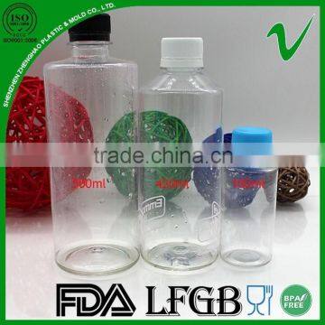 High quality empty clear round pet plastic bottle juice for beverage packaging