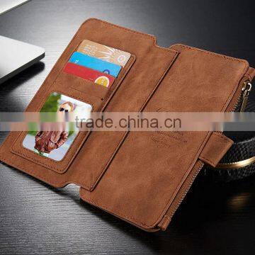 Geniue Leather Wallet Phone Case Stand With Card Slot and Zipper for Samsung Galaxy S6/S6 Edge/S7/S7 Edge/Note5 photo-2