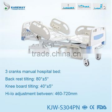 abs headboard top quality three crank functional hospital bed