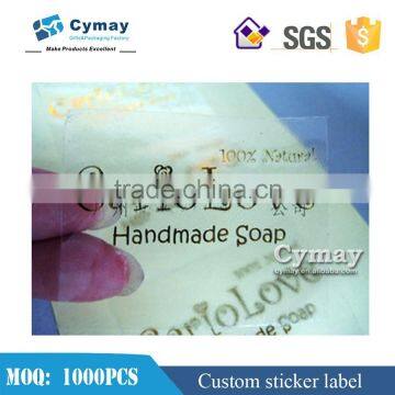 Custom print transparent sticker logo print transparent sticker gold press