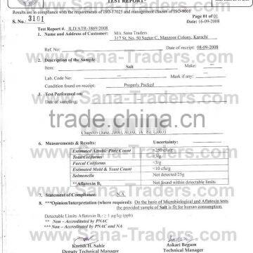 PCSIR Test Report For Salt