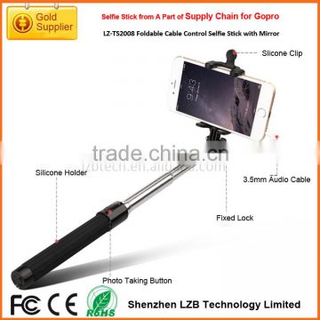 CE ROHS Standard 880mm Length Extendable Handheld Self Portrait Stick Flexible Monopod