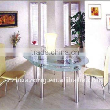 Tempered glass steel dining table and chair