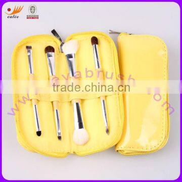 Mini shining yellow double-end cosmetic brush set ,OEM/ODM