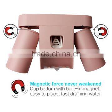 Dustproof Toothbrush Holder Hands Free Toothpaste Squeezer Dispenser With 2 Ringing Mugs photo-5