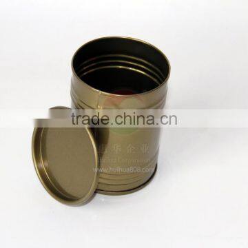 Golden round tin can for food