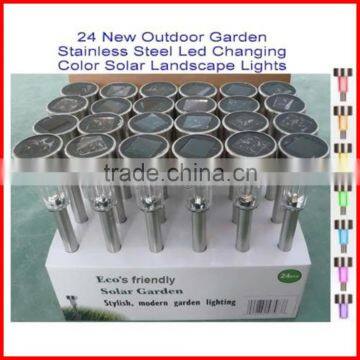 New 24 Pack Black Outdoor Bright White LED Solar Landscape Path Lights Yard Lamp