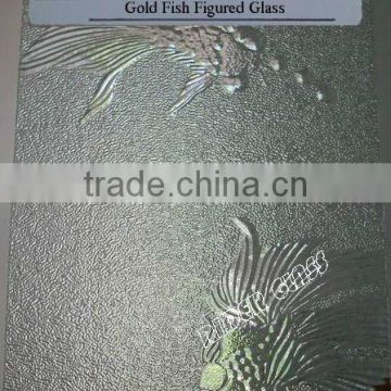 3-8mm Clear Golden Fish Pattern Glass