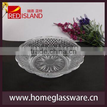 12 inch Engraving glass plate for fruit and salad