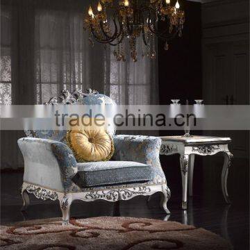 Fontaineblea Elegant Soft Baby Blue Printed Fabric Sectional Sofa Seats photo-2