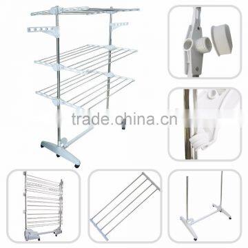 Multi Color Clothes Garment Drying Hanger Rack and Large Capacity Rack With 3 Levels and Bar for Sheets photo-2