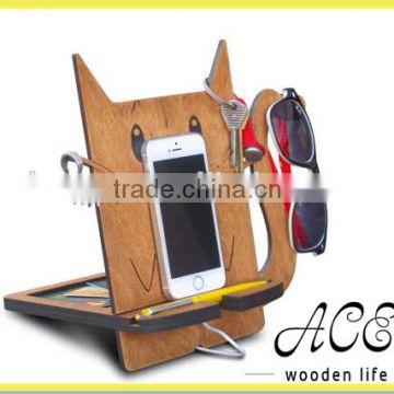 cute phone accessory, cat phone stand, wooden cell phone stand