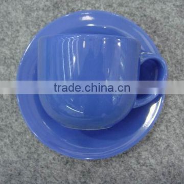 CERAMIC GLAZED COLOR CUP AND SAUCER