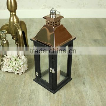 Wooden Lantern with Copper Plating Top