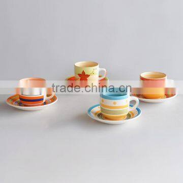 220cc ceramic cup and saucer with two side hand-painted