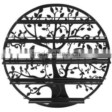 Black Round Metal Wall Mounted 5 Tier Salon Nail Polish Rack Holder / Wall Art Display