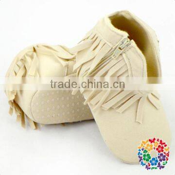 Afforable Girls Soft Soled Suede Leather Shoes Four Colors Baby Tassel Moccasins photo-5