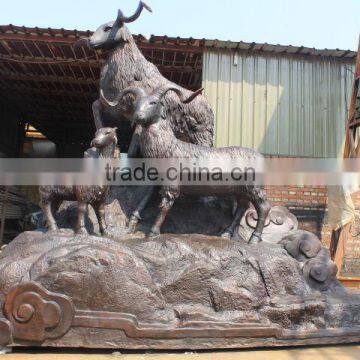 New products a happy family bronze goat sculpture for garden decor