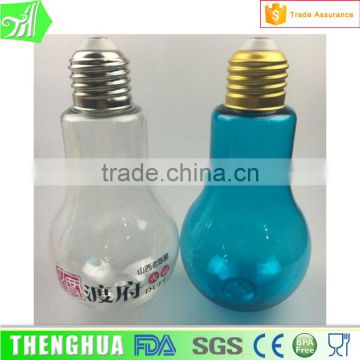 Clear Light Bulb Drinking Bottle With Metal Screw Cap