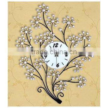 Crystal metal tree shape wall digital clock