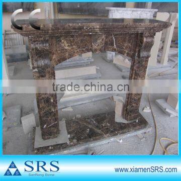 Simple design Dark Emperador Marble insert Fireplace surround