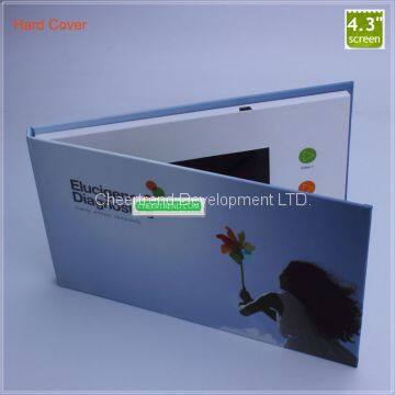 Hardcover back design 4.3 inch color screen LCD Video book, LCD Video Card, LCD video brochure