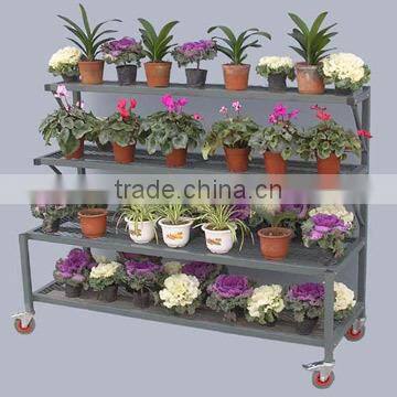 Tri-Step Display Bench With Purlin, Garden Display Racks , Flower Pot Display Racks