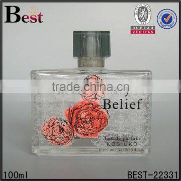 2017 Cosmetic Perfume Bottle 100ml Glass Square Perfume Bottle 100ml Glass Clear Perfume Bottle 100ml Glass With Decals photo-3