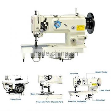 Double-needle, Unison-feed, Lockstitch Machine with Vertical-axis Large Hook