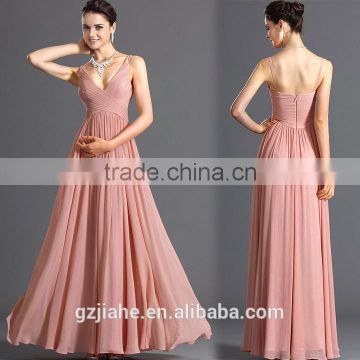 New fashion chiffon design sleeveless backless design long party evening dress for women