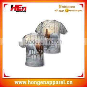 Hongen apparel Dye Sublimation All Over Printed T-Shirts/ Beautiful Sublimation Printed Tees/ Customized Sublimated T Shirts